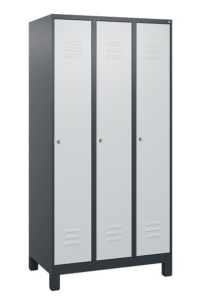 C+P Umkleidespind Classic PLUS, Füße, 3 Abteile, 1800x900x500mm, 7016/7035, Zylinderschlösser, 0800107-30 S10028