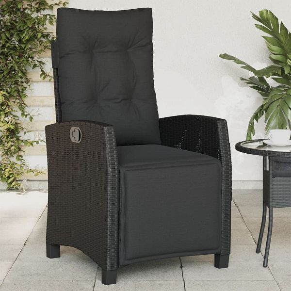 vidaXL Gartensessel mit Fußteil Verstellbar Schwarz Poly Rattan, 365233