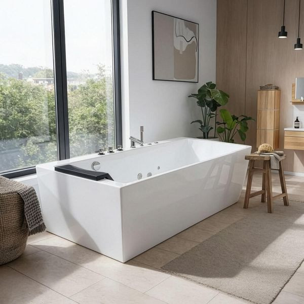 HOME DELUXE Whirlpool Badewanne mit ergonomischer Form BAKAL - Weiß, 75563