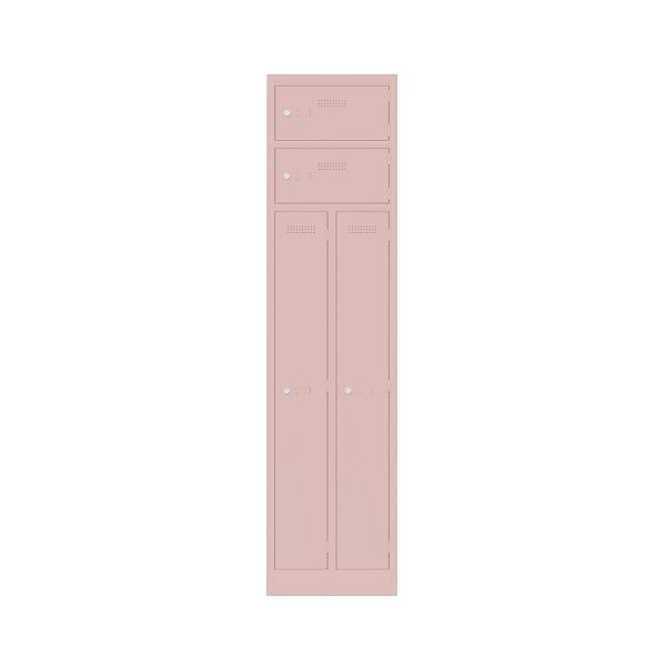 Bisley Garderobenschrank Primary Locker, Garderobenkombination 2 Abteile und 2 Fächern oben, 620 pastellpink, PLF4545D4620