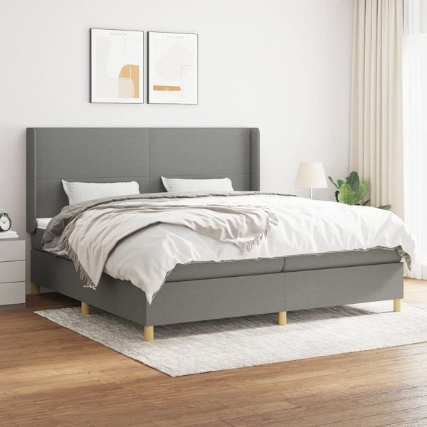 vidaXL Boxspringbett mit Matratze Dunkelgrau 200x200 cm Stoff, 3131858