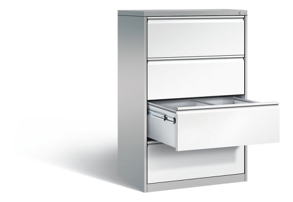 C+P Hängeregistraturschrank Acurado, H1357xB787xT590mm, Farbe: Weißaluminium / Verkehrsweiß, Griffleiste, 12934-312 S10201