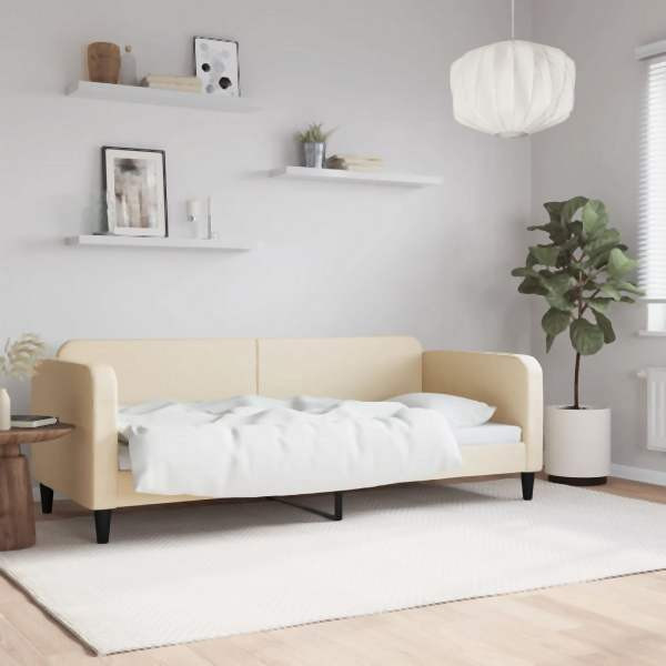 vidaXL Tagesbett Creme 80x200 cm Stoff, Massivholz, 354032