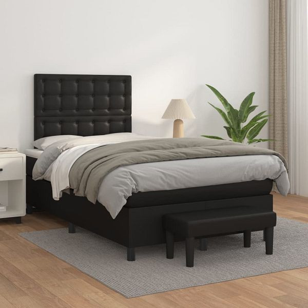 vidaXL Boxspringbett mit Matratze Schwarz 120x200 cm Kunstleder, 3137653