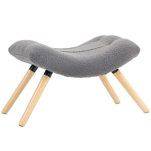 HOMCOM Moderner Fußhocker mit Fleece-Bezug und Holzbeinen, gepolstert, für Wohnzimmer, Schlafzimmer, Flur, Dunkelgrau, 838-482V00CG