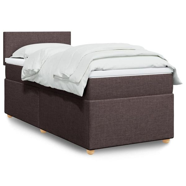 vidaXL Boxspringbett mit Matratze Dunkelbraun 100x200 cm Stoff, 3286587