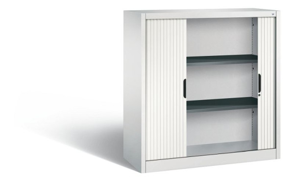 C+P Sideboard mit Rollladen Omnispace, H1230xB1200xT420mm, Farbe: Lichtgrau / Verkehrsweiß, Griffmulde, 3 OH, 3233-00 S10241