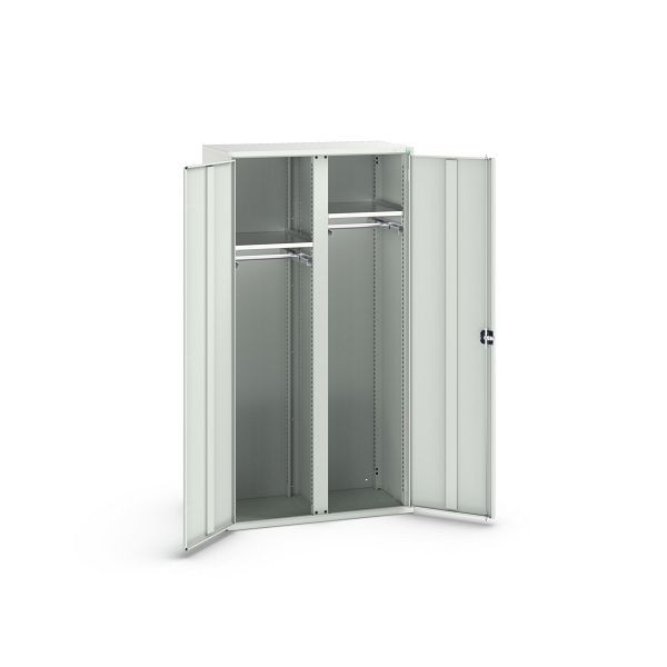 bott verso Flügeltürschrank mit Schubladen, mit 2 Fachböden und 2 Kleiderstangen, BxTxH: 1050 x550 x 2000 mm, Lichtgrau / Lichtgrau, 16926578.16