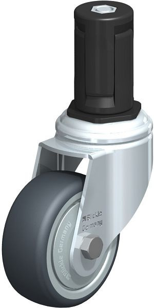 Blickle LKRA-TPA 80K-11-FK-ER15 Apparate-Lenkrolle mit Expander, Thermoplastisches Gummi-Elastomer, Grau, 847854