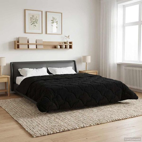 vidaXL Ganzjahresbettdecke Gepolstert Schwarz 200 x 240 cm, 42026257