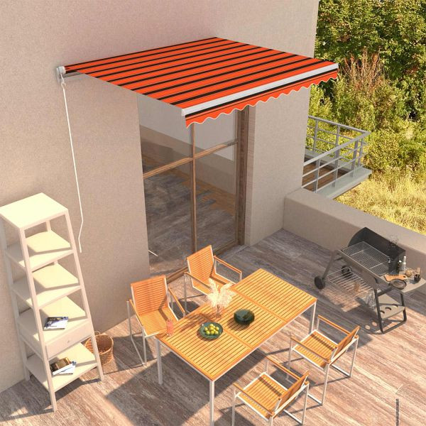 vidaXL Einziehbare Markise Handbetrieben 300 x 250 cm Orange und Braun, 3051198