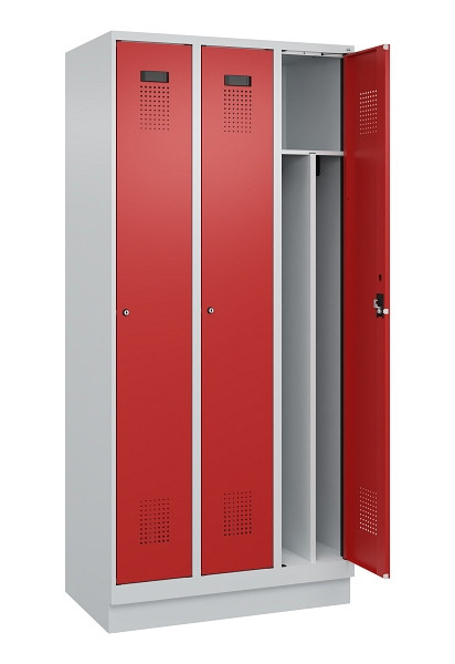 C+P Spind Evolo PLUS, mit Sockel, 3 Abteile, 1950x900x500mm, 7035/3000, Verschluss Zylinderschloss, 049020-30F S10030