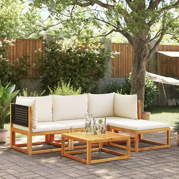 vidaXL 5-teilig Garten-Sofagarnitur mit Kissen Massivholz Akazie, 3278872