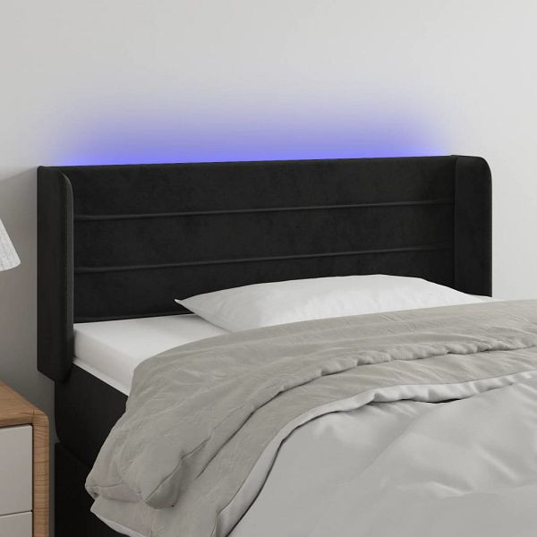 vidaXL LED Kopfteil Schwarz 103x16x78/88 cm Samt, 3123420