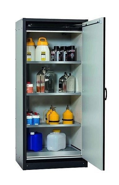 asecos Sicherheitsschrank Q-CLASSIC-30, Q30.195.086.WDR in verkehrsrot RAL 3020 mit 3x Fachboden (Edelstahl), 31009-066-30047