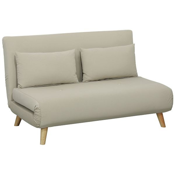 HOMCOM Schlafsofa Relaxsofa Sofa Couch, inkl. 2 Kissen, Samtoptik, 130 x 78 x 79 cm, Beige, 839-874V00BG