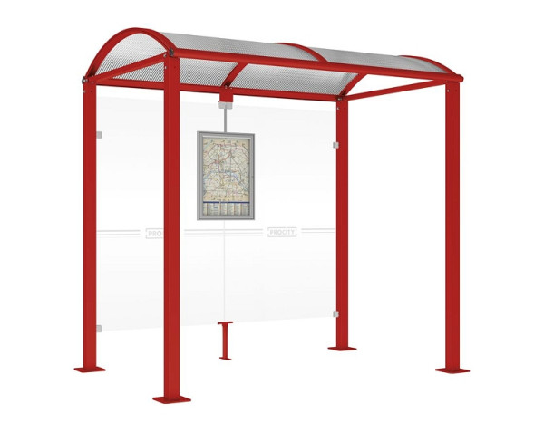 Procity Wartehalle Vierkantrohr - Ohne Seitenverkleidungen, Farbe RAL 3004, Maße: Breite 2500 x Höhe 2560 x Tiefe 1600 mm, 529208.3004