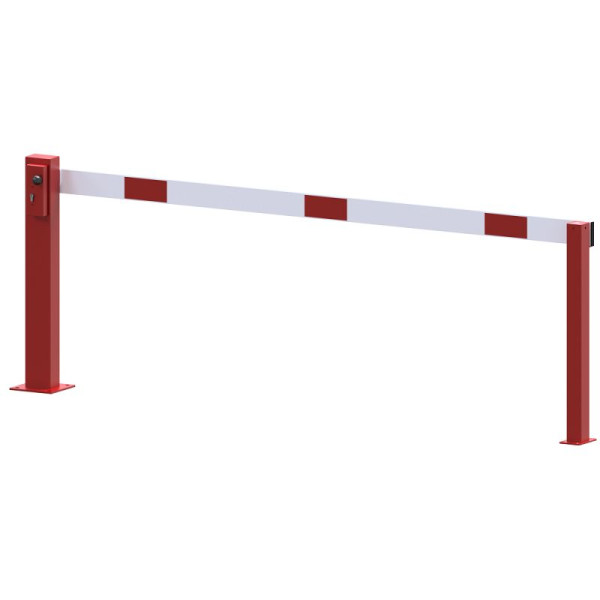 Stein HGS Kompakte Handschranke mit festem Auflagepfosten, Profilzylinder, rot / weiß, 2500 mm, 63697.0017