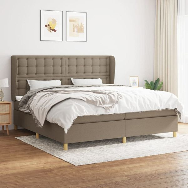 vidaXL Boxspringbett mit Matratze Taupe 200x200 cm Stoff, 3128873