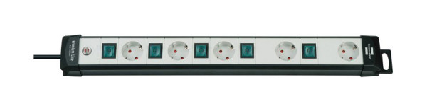 Brennenstuhl Premium-Line, Technik Steckdosenleiste 5-fach mit einzeln schaltbaren Steckdosen (mit 3m Kabel, Made in Germany) schwarz/grau, 1951550600