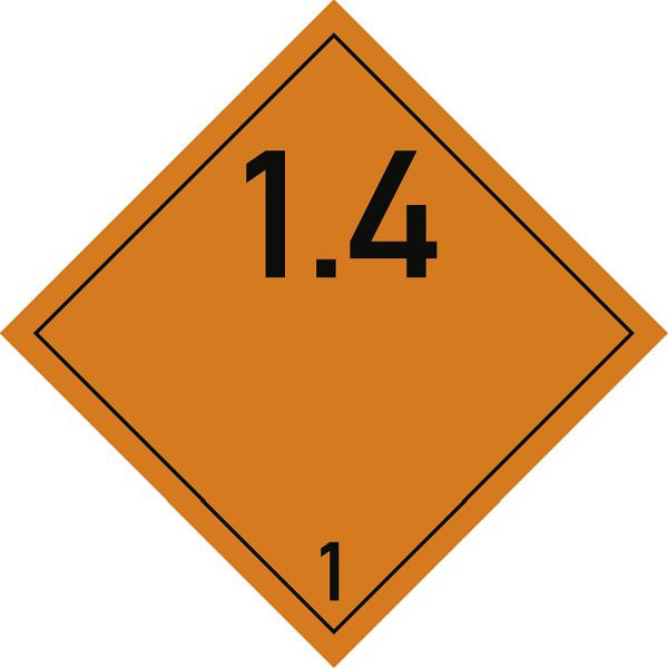 Moedel Gefahrzettel Klasse 1 - Unterklasse 1.4, Folie, 100x100 mm, 65942