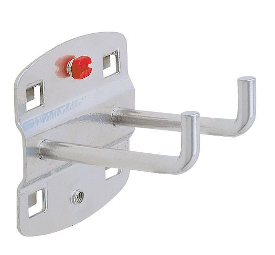 Kappes RasterPlan Doppelter Werkzeughalter, L 50 mm, Ø 6 mm, senkrechtes Hakenende alufarben, 4040.00.1101