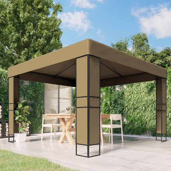 vidaXL Pavillon mit Doppeldach 3x3x2,7 m Taupe 180 g/m², 312218