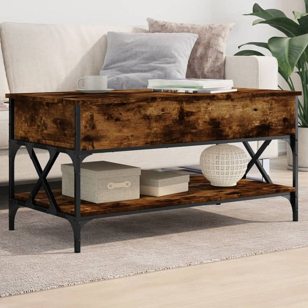 vidaXL Couchtisch Räuchereiche 100x50x50 cm Holzwerkstoff und Metall, 845358