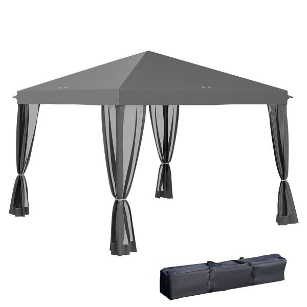 Outsunny Faltpavillon, Faltzelt mit Seitenwänden inkl. Tragetasche, Gartenpavillon, Metall, Oxfordstoff, 3 x 3 m, Hellgrau, 840-014V01LG