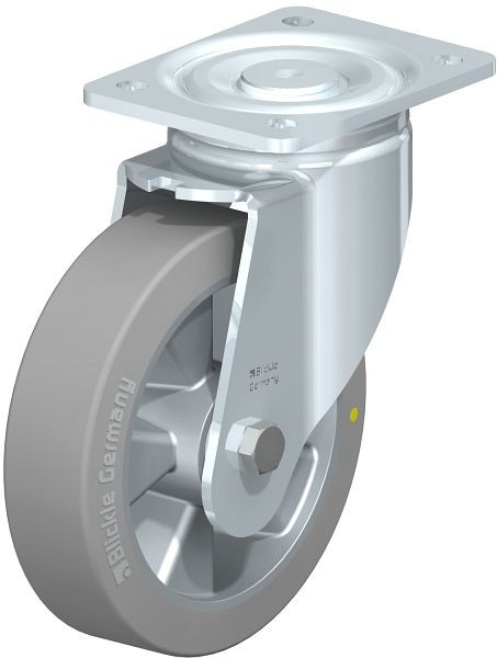 Blickle LH-ALTH 180K-AS Stahlblech-Lenkrolle, Schwerlast-Ausführung, mit Anschraubplatte, Blickle Extrathane®, Grau, 852517