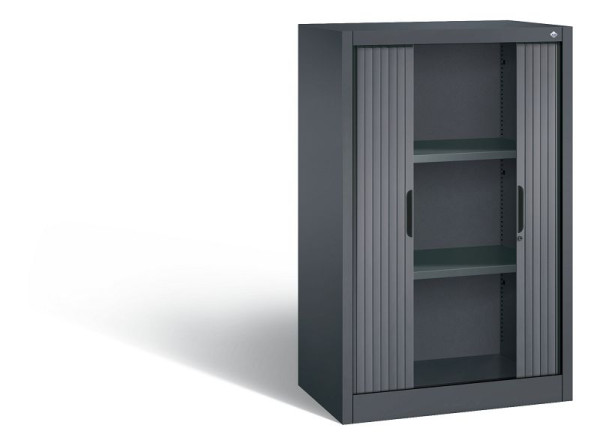 C+P Sideboard mit Rollladen Omnispace, H1230xB800xT420mm, Farbe: Schwarzgrau, Griffmulde, 3 OH, 3231-00 S10069