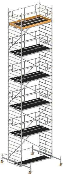Layher Gerüst Uni Breit P2 SAFETY PLUS mit Doppelgeländer, Max. Plattformhöhe: 10,38 m, 1422110