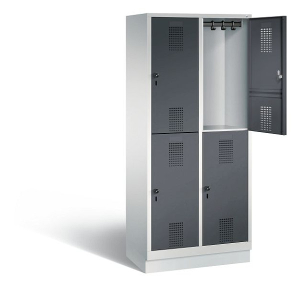 C+P Spind doppelstöckig Evolo, H1800xB810xT500mm, Farbe: Lichtgrau / Schwarzgrau, 48320-22 S10043