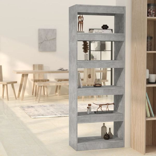 vidaXL Bücherregal/Raumteiler Betongrau 60x30x166 cm Holzwerkstoff, 811677
