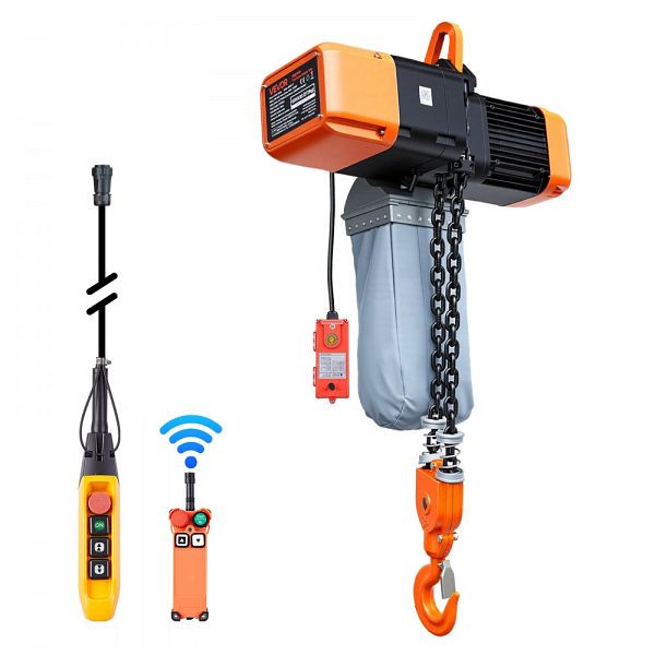 VEVOR Elektrischer Kettenzug 2721 kg, 9,1 m Hub, Dreiphasig, 100 m Funk- & 8,2 m Kabelfernbedienung, G100-Doppelkette, GDSDDHLHLJCK4ECGG002V8