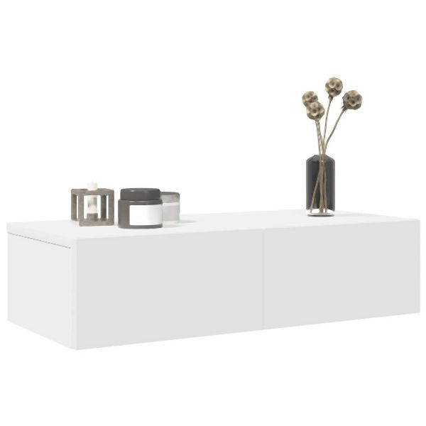 vidaXL Wandregal mit Schubladen Weiß 60x26,5x15 cm Holzwerkstoff, 859968