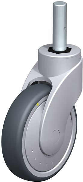 Blickle LWGE-TPA 126K-ELS-FK-ZA51 Kunststoff-Lenkrolle WAVE mit Zapfen, Thermoplastisches Gummi-Elastomer, Grau, 751614