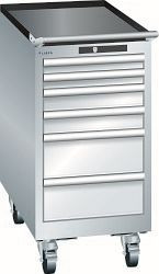 LISTA Schubladenschrank mobil 18x36E (BxTxH) 411x725x840mm AUTO Lock, Lichtgrau, 6 Schubladen, Fronthöhen: 50 - 150 mm, 78.457.020.A