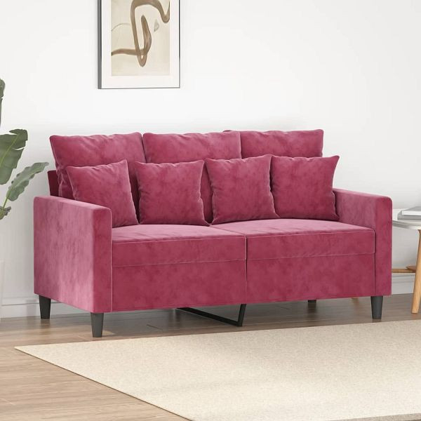 vidaXL 2-Sitzer-Sofa Weinrot 120 cm Samt, 359297, 8721012140233