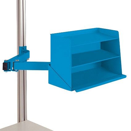 Manuflex Sichtboxen-Regal-Halter-Element für CANTOLAB und ALU mit Doppelgelenk, BxTxH= 435 x 165 x 120 mm, Lichtblau, ZB8248.5012