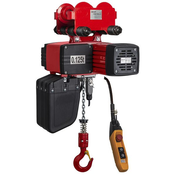 DELTA Premium Elektrischer Kettenzug Typ DEH mit Handfahrwerk 400V, 8/2m/min 1-Strang, 0,125t mit 3m Hubhöhe, DH.0.DEY.001253.03