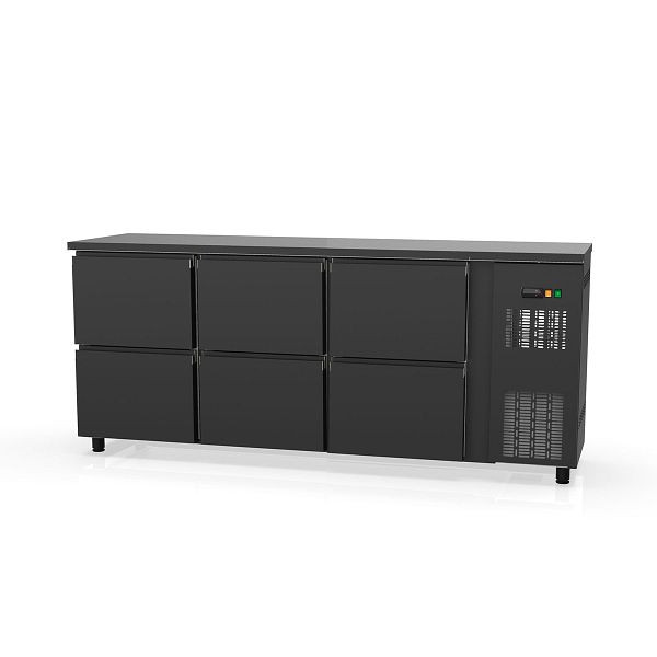 Vaiotec TOPLINE Barkühltisch 530 schwarz / 6 Schubladen, 202,5x53x85 cm, 11404