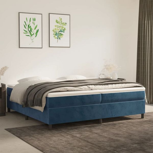 vidaXL Bettgestell Dunkelblau 200x200 cm Samt, Material: Samt (100% Polyester), Sperrholz, Holzwerkstoff, 3121142