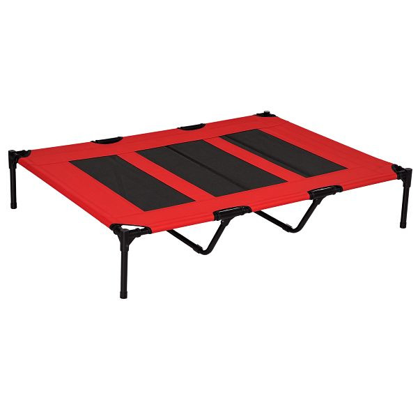 PawHut Hundebett, faltbar, Outdoor-Hundebett, erhöhter Stand, 122 cm x 92 cm x 23 cm, Rot + Schwarz, D04-069RD