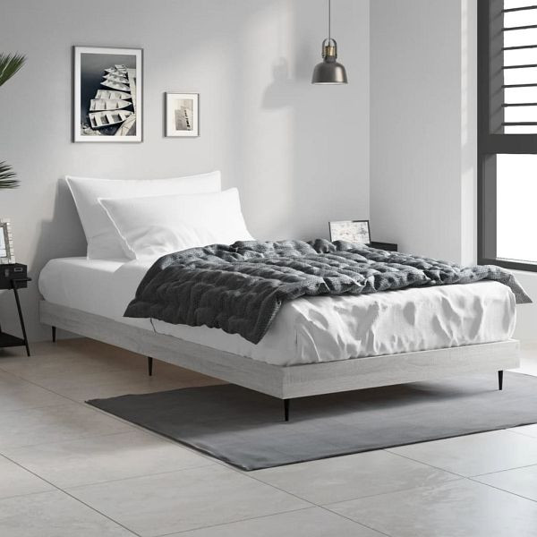 vidaXL Bettgestell Grau Sonoma 90x190 cm Holzwerkstoff, 832307