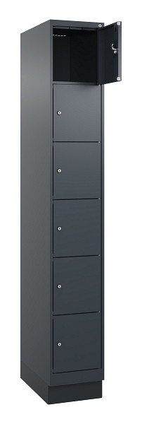 C+P Schließfachschrank Evolo PLUS, mit Sockel, 6 Fächer, 1950x300x500mm, 7016/70, Frontfarbe RAL 7016 Anthrazitgrau, 049020-106 S10016