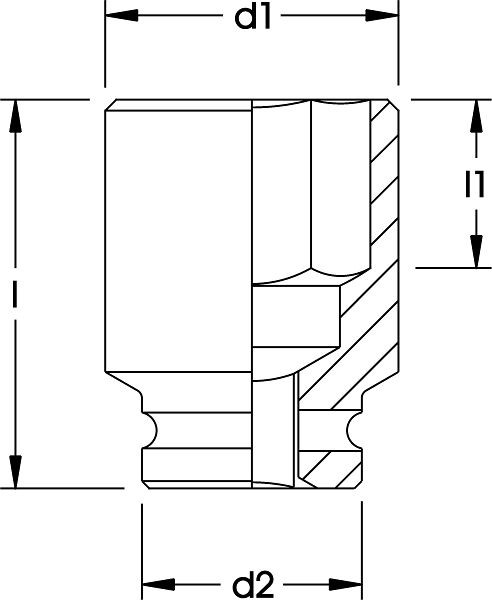 ELORA Kraftschraubereinsatz 1.1/2", 6-kant, 793-80 mm, 0793000805100