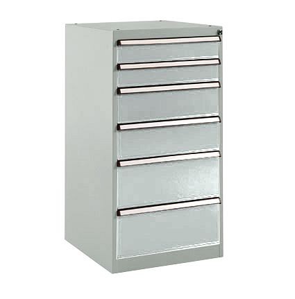 Manuflex Schubfachschrank BASETEC Stationär, Nutzhöhe 900 mm mit 6 Schubfächern, in lichtgrau RAL 7035, SP1042.7035