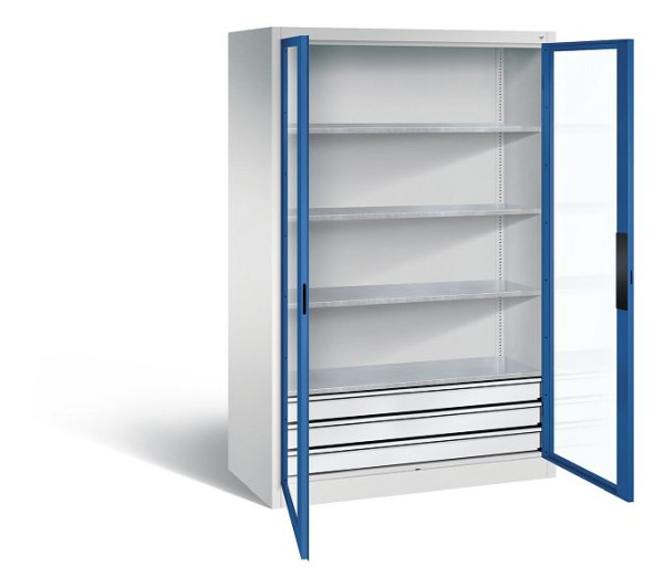 C+P Werkzeugschrank Acurado, H1950xB1200xT600mm, Farbe: Lichtgrau / Enzianblau, Muldengriff, 8932-553 S10050