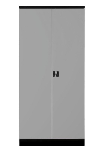 Gürkan Flügeltürenschrank, 60 x 92 x 195 cm, Schwarz, Lichtgrau, Verstärkte Fachboden Stück 4, FLC.196/N, 111984